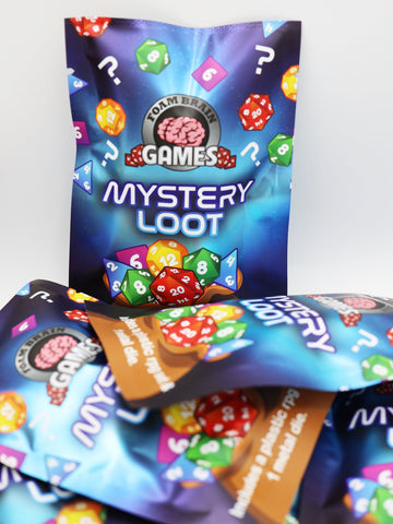 MYSTERY LOOT: PLASTIC RPG DICE SET & BONUS METAL DIE - Foam Brain
