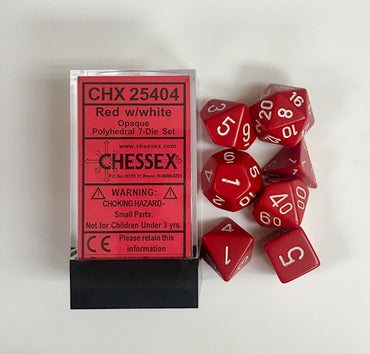 Chessex Opaque Red/White 7 Die Set