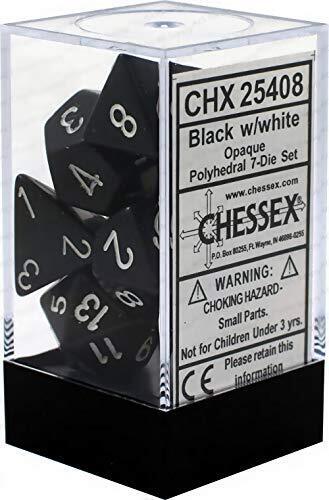 Chessex Opaque Black/White 7 Die Set