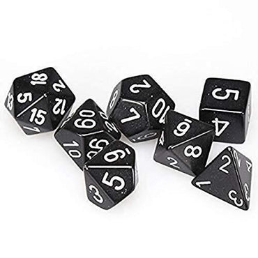 Chessex Opaque Black/White 7 Die Set