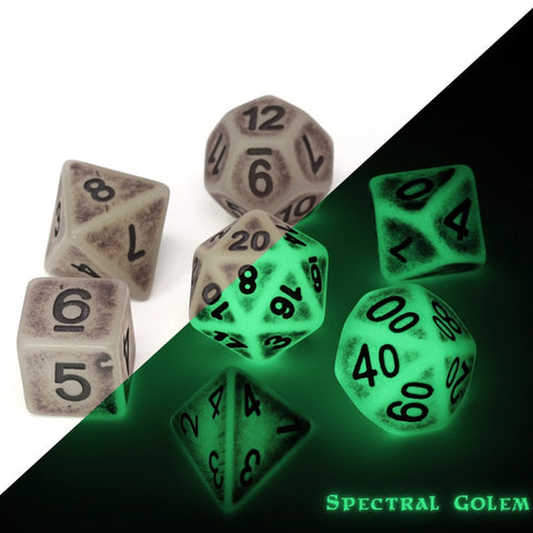 7CT SPECTRAL ANCIENT POLY DICE SET - GLOW IN THE DARK